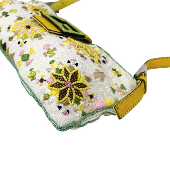 FENDI Vintage FF Beads Mamma Baguette Crossbody Bag Flower Embroidery [106448] - Picture 8 of 16